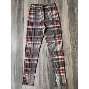 Free People Plaid High Rise Soft Skinny Pants Size 2 Brown & Red Fall Colors